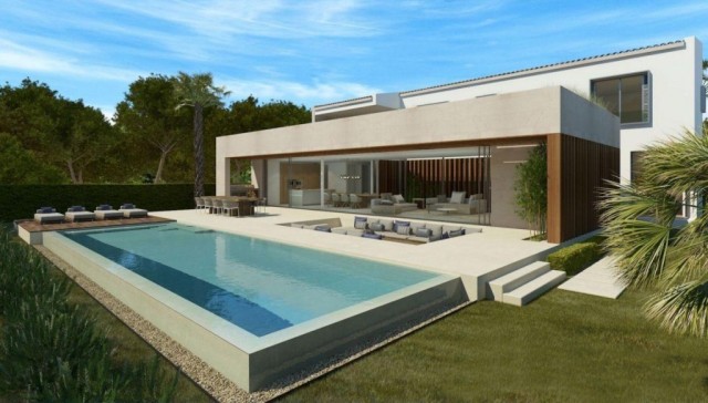 Luxurious contemporary villa under construction with pool and sea views in Bon Aire