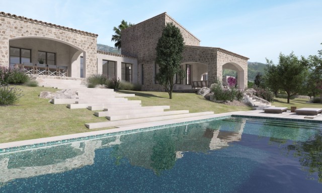 CAM0489 Plot with project to build a stunning, modern country villa with beautiful views near Campanet