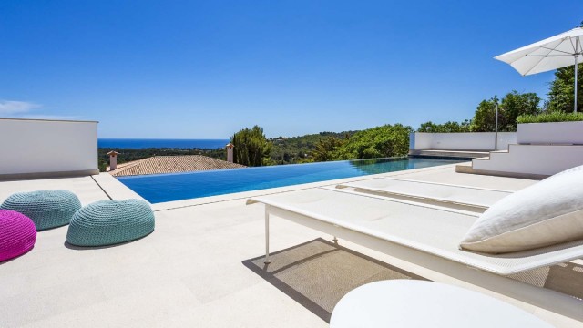 Contemporary reformed villa with pool, sunny terraces and sea views in Bendinat