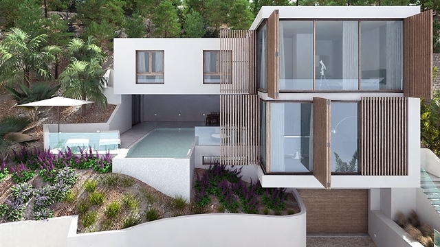 Luxurious villa with ultra modern design under construction in Santa Ponsa