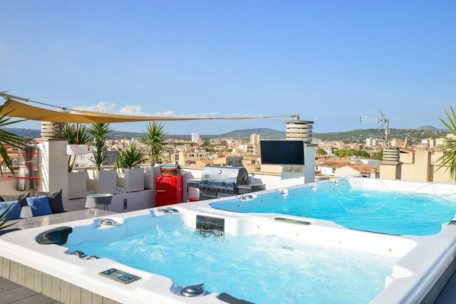 Modern duplex apartment with a nice sunny roof terrace with pool and jacuzzi