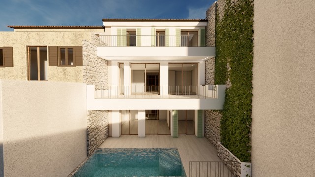 Designer town house project with pool and building license in the heart of Campanet