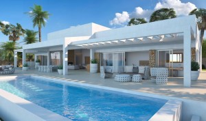 Modern villa with pool and typical Ibizan style architecture in a tranquil location Mallorca North