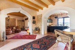 Mountain view finca with exotic design elements and pool near Llubi