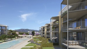 Newly built apartments with community pool and gardens in Palmanova