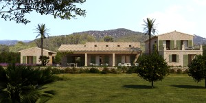 Newly built, stone-clad country villa with glorious gardens in a peaceful location near Binissalem