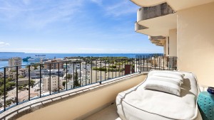 Refurbished penthouse apartment with terrace views over Palma Bay.