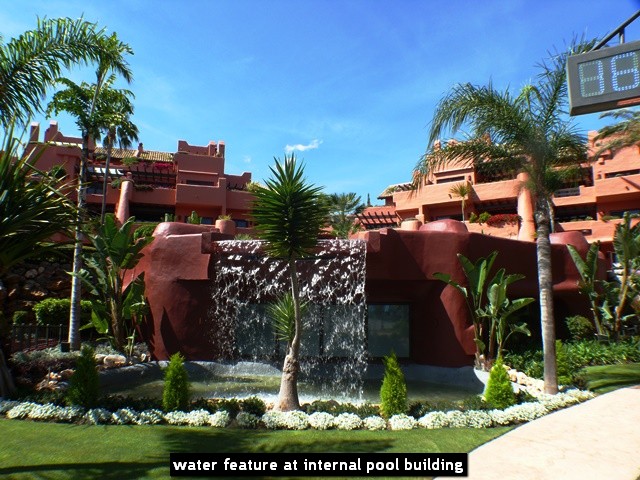 water feature at internal pool building