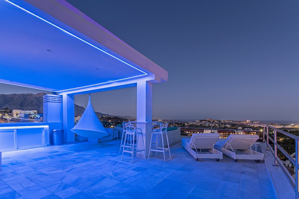 Roof terrace by night