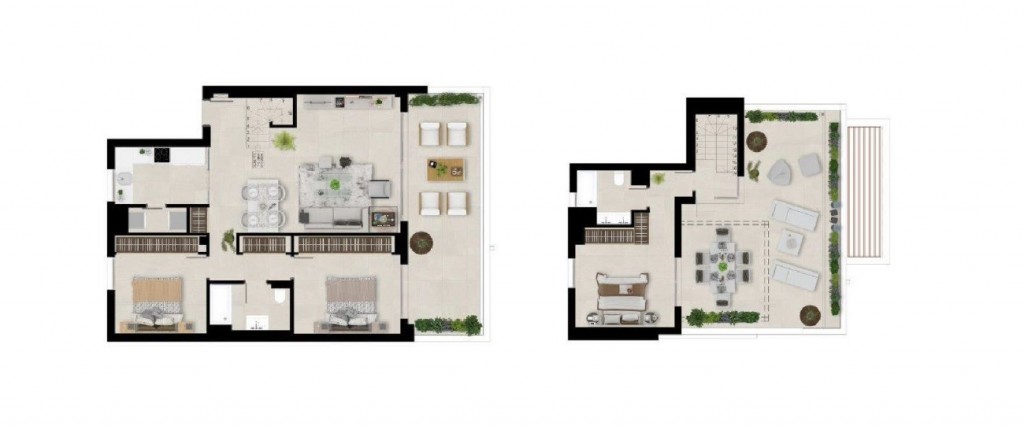 Floor plan duplex penthouse 3 beds